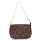 Louis Vuitton Monogram Mini Pochette Mini Handbag Pouch Brown Gold