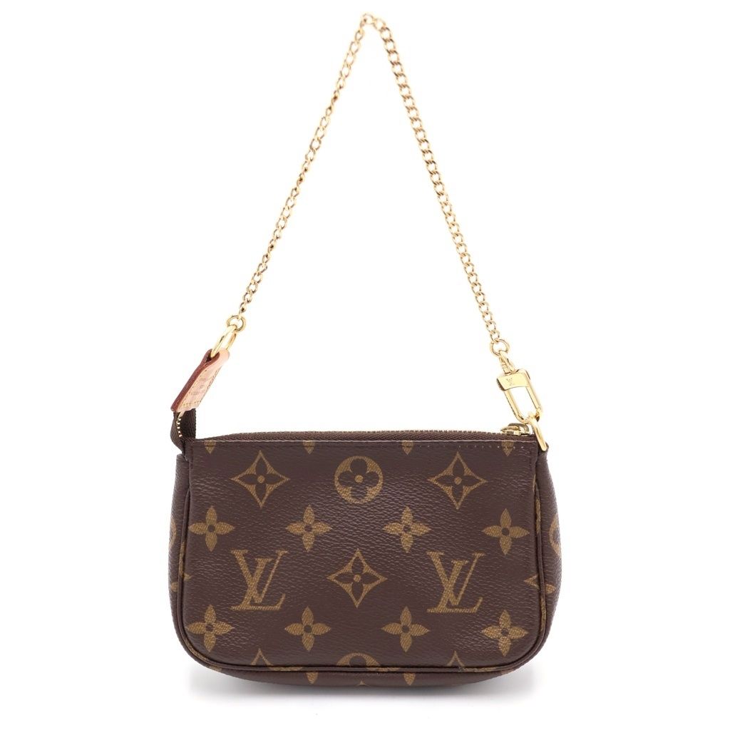 Louis Vuitton Monogram Mini Pochette Mini Handbag Pouch Brown Gold — view 2