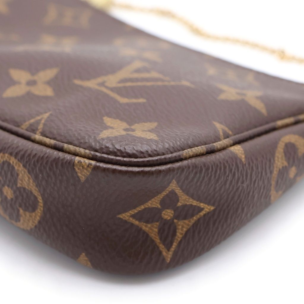 Louis Vuitton Monogram Mini Pochette Mini Handbag Pouch Brown Gold — view 5
