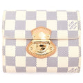 Louis Vuitton Damier Azur Portefeuille Joy Leather Trifold Wallet Compact White