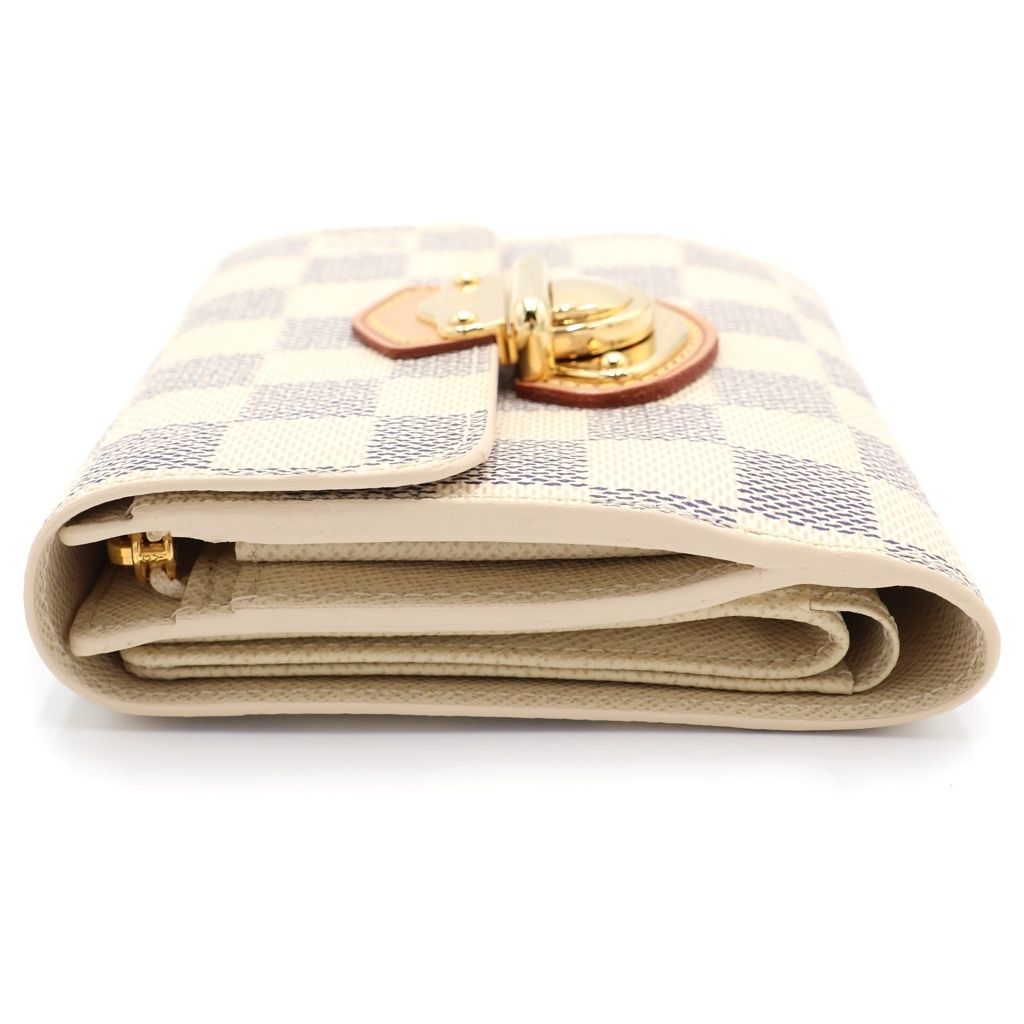 Louis Vuitton Damier Azur Portefeuille Joy Leather Trifold Wallet Compact White — view 3