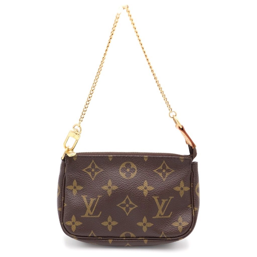 Louis Vuitton Monogram Mini Pochette Leather Pouch Brown