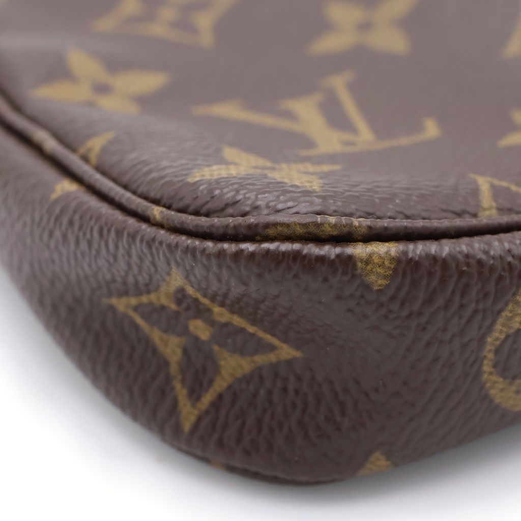 Louis Vuitton Monogram Mini Pochette Leather Pouch Brown — view 5
