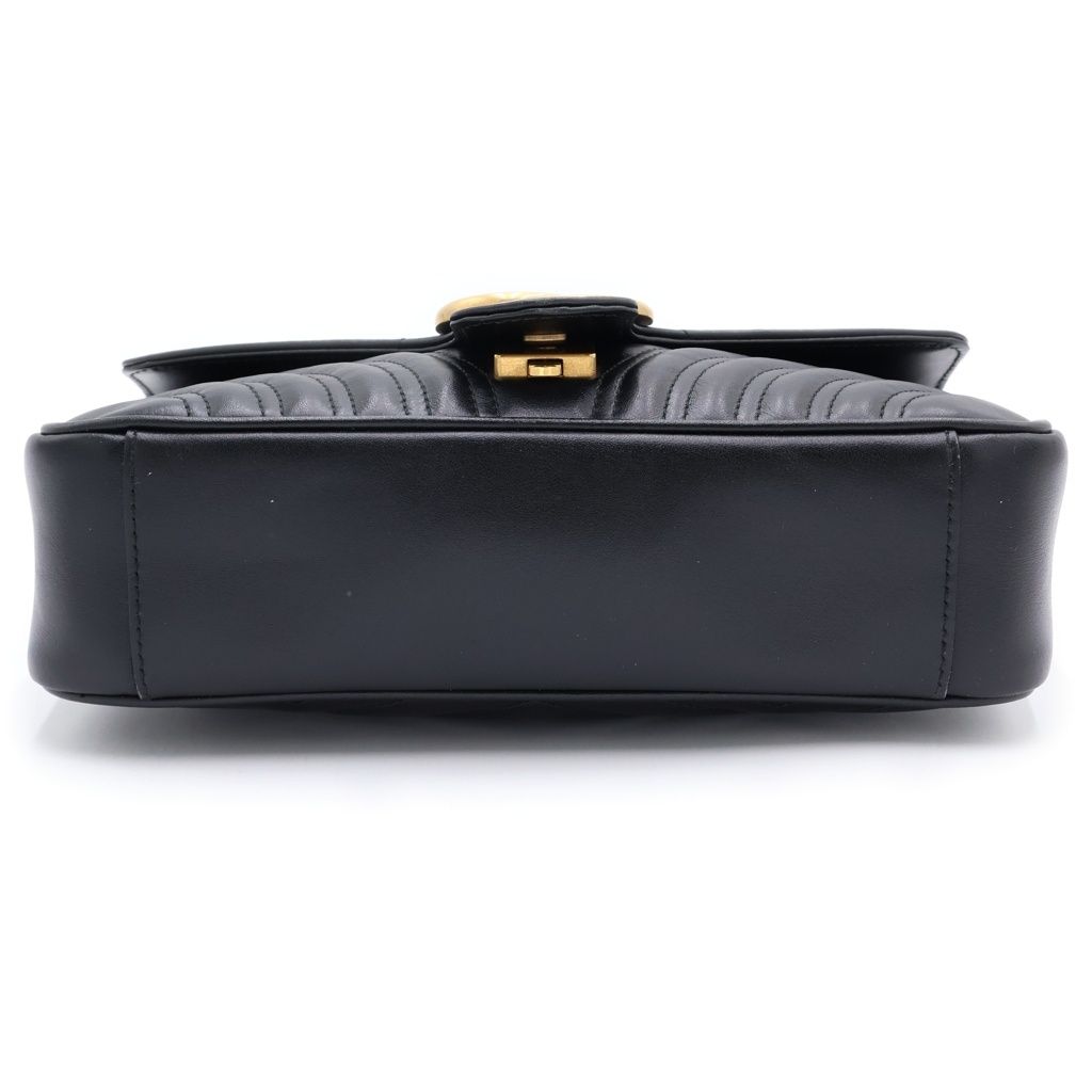 Gucci GG Marmont Quilted Leather Gold Chain Shoulder Bag Black — view 4