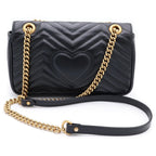 Gucci GG Marmont Quilted Leather Gold Chain Shoulder Bag Black — view 2