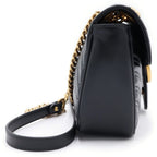 Gucci GG Marmont Quilted Leather Gold Chain Shoulder Bag Black — view 3