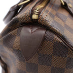Louis Vuitton Damier Ebene Speedy 25 Leather Gold Mini Boston Bag Brown — view 7