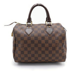 Louis Vuitton Damier Ebene Speedy 25 Leather Gold Mini Boston Bag Brown — view 2
