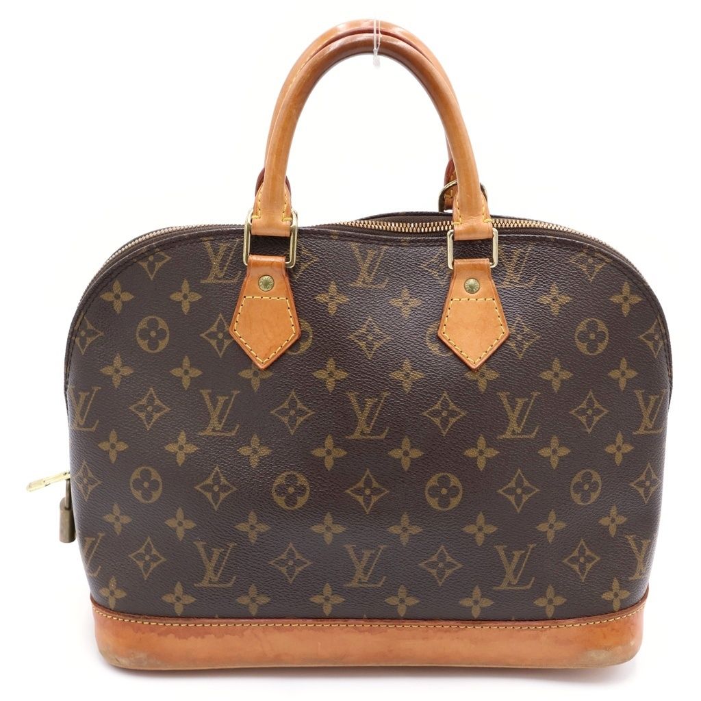 Louis Vuitton Monogram Alma Handbag Brown Leather Gold