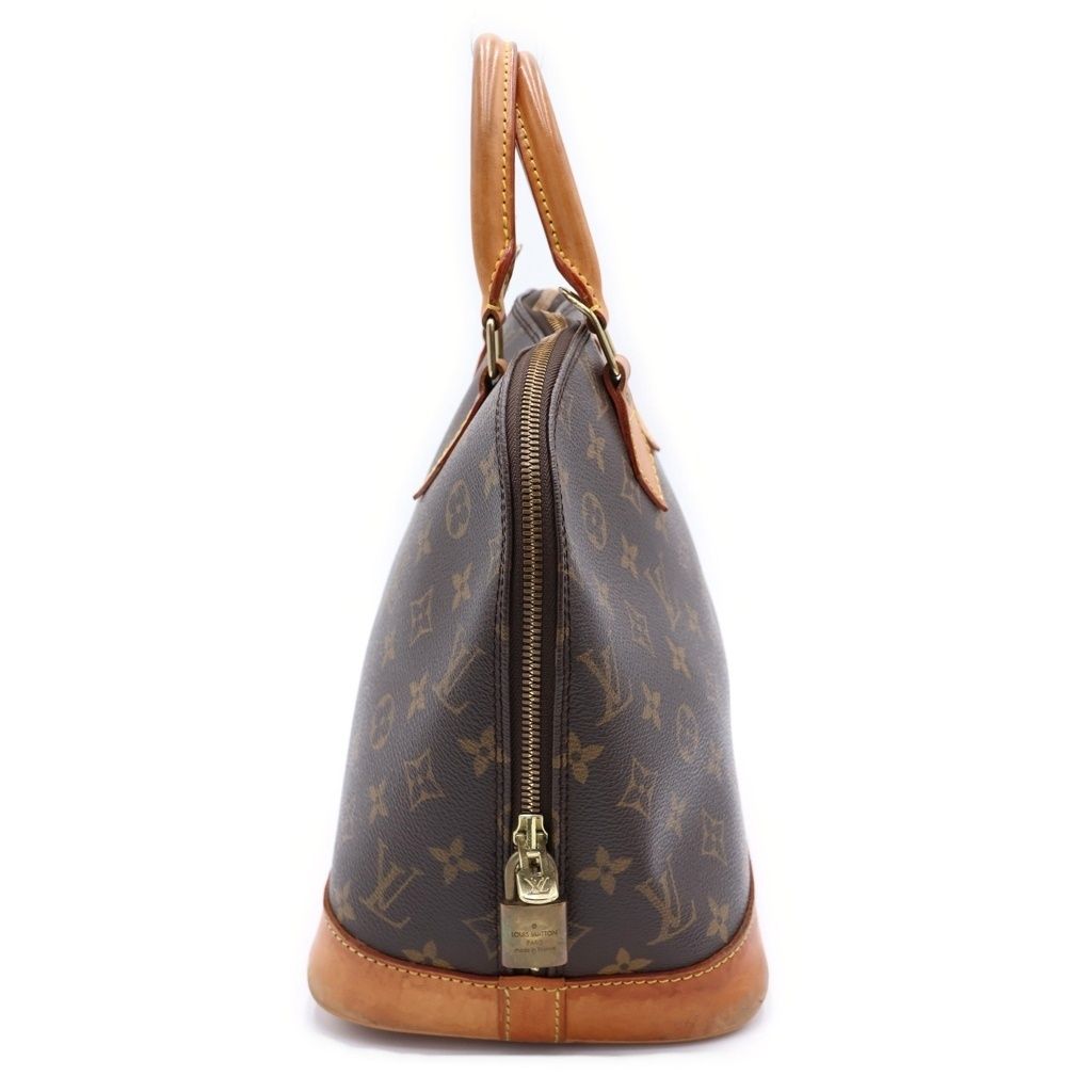 Louis Vuitton Monogram Alma Handbag Brown Leather Gold — view 3