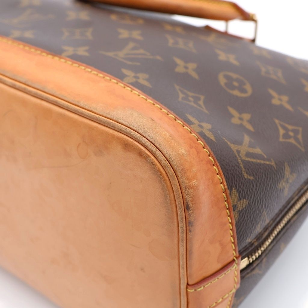 Louis Vuitton Monogram Alma Handbag Brown Leather Gold — view 5