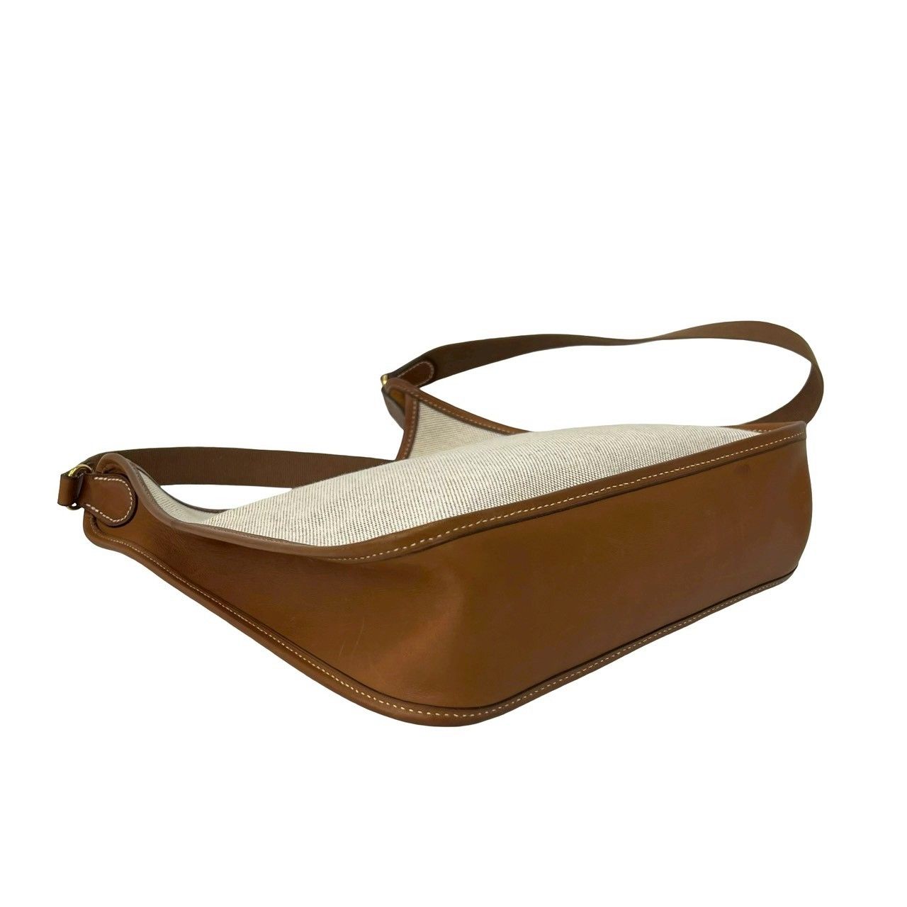 Hermes Vintage Vespa PM Toile Ash Buffalo Leather Shoulder Bag Natural — view 7