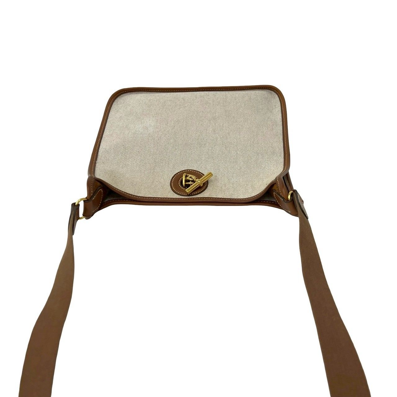 Hermes Vintage Vespa PM Toile Ash Buffalo Leather Shoulder Bag Natural — view 4