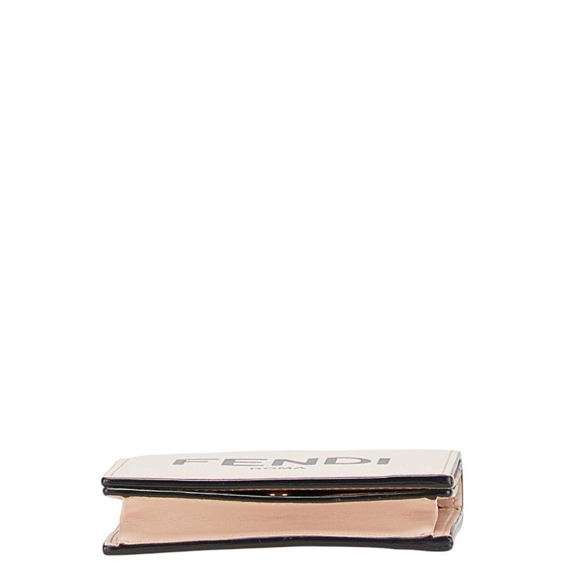 Fendi Logo Bifold Wallet Pink Black Leather