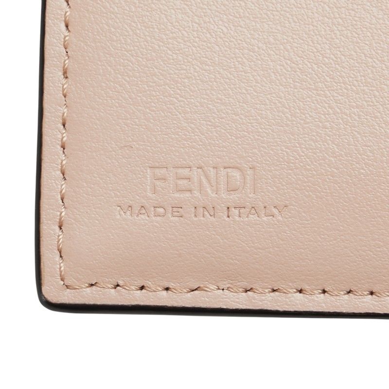 Fendi Logo Bifold Wallet Pink Black Leather