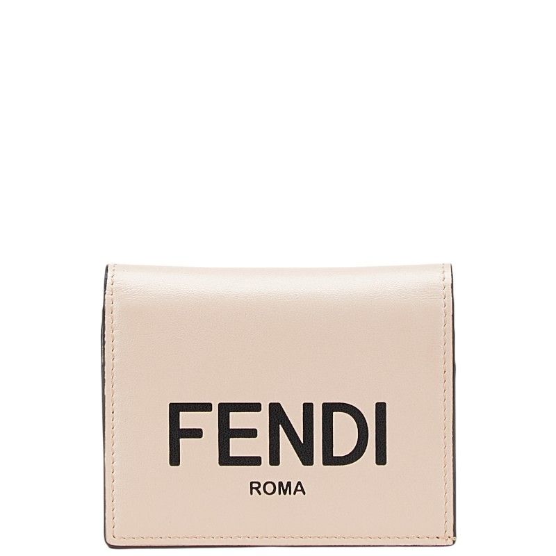 Fendi Logo Bifold Wallet Pink Black Leather