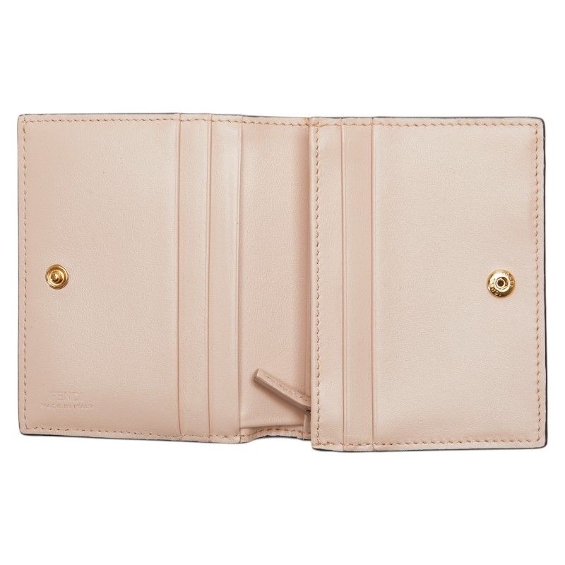 Fendi Logo Bifold Wallet Pink Black Leather