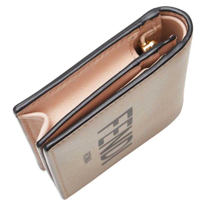 Fendi Logo Bifold Wallet Pink Black Leather
