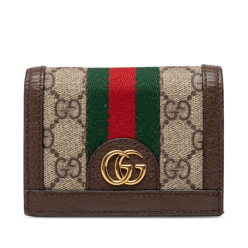 Gucci Ophidia GG Supreme Bifold Wallet Compact Beige Multicolor Leather