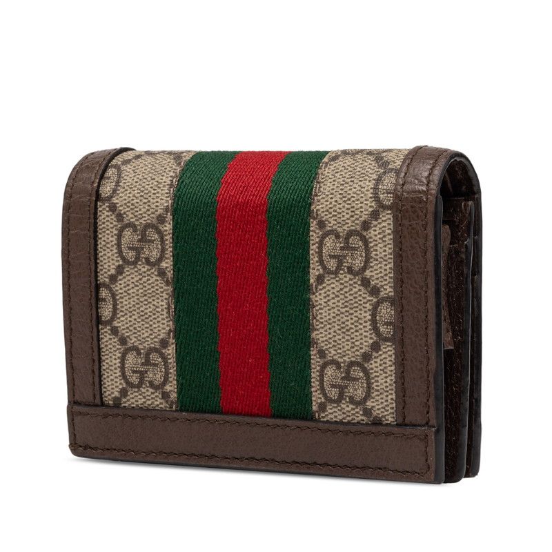 Gucci Ophidia GG Supreme Bifold Wallet Compact Beige Multicolor Leather