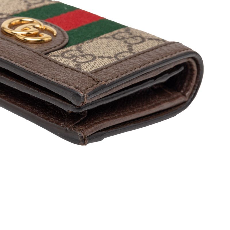 Gucci Ophidia GG Supreme Bifold Wallet Compact Beige Multicolor Leather