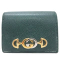 Gucci Zumi Interlocking GG Logo Bifold Wallet Folding Gold Green