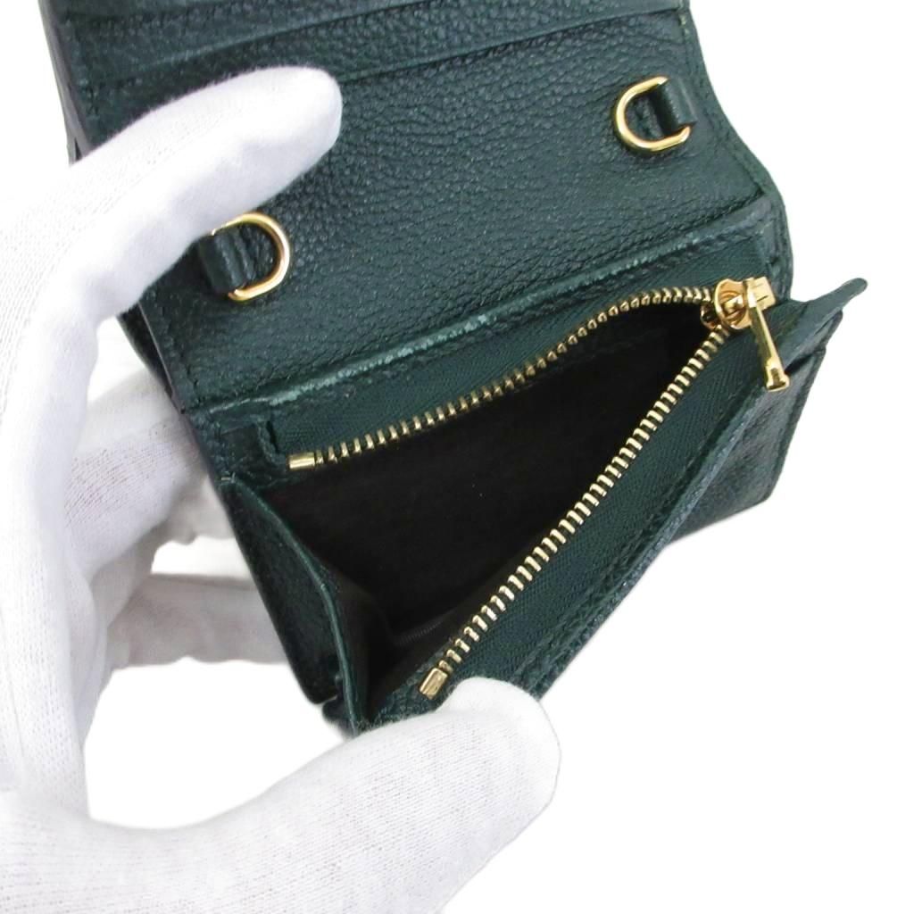 Gucci Zumi Interlocking GG Logo Bifold Wallet Folding Gold Green — view 6