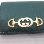 Gucci Zumi Interlocking GG Logo Bifold Wallet Folding Gold Green — view 8