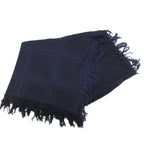 Gucci GG Pattern Scarf Shawl Fringe All Over Cotton Blue Black — view 2