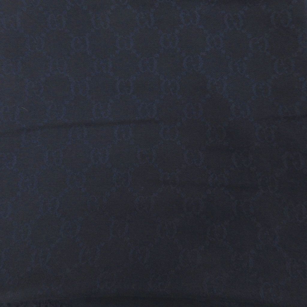 Gucci GG Pattern Scarf Shawl Fringe All Over Cotton Blue Black — view 4
