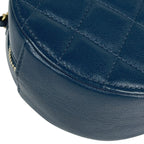 Chanel CC Logo Chain Shoulder Bag Quilted Round Leather Blue — view 6