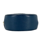 Chanel CC Logo Chain Shoulder Bag Quilted Round Leather Blue — view 5