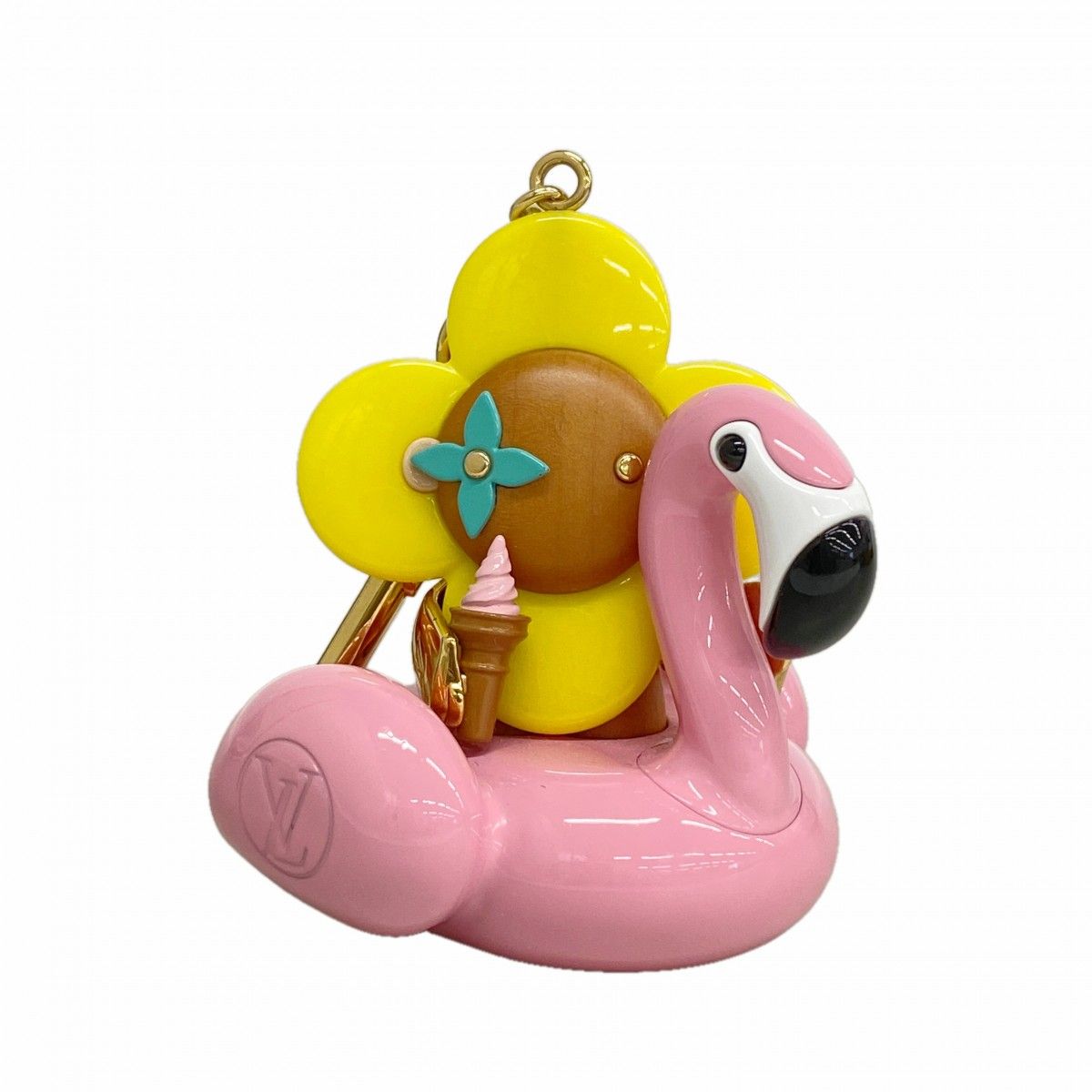 Louis Vuitton Key Holder Charm Porte Cles Vivienne Flamingo Pink Yellow Brown