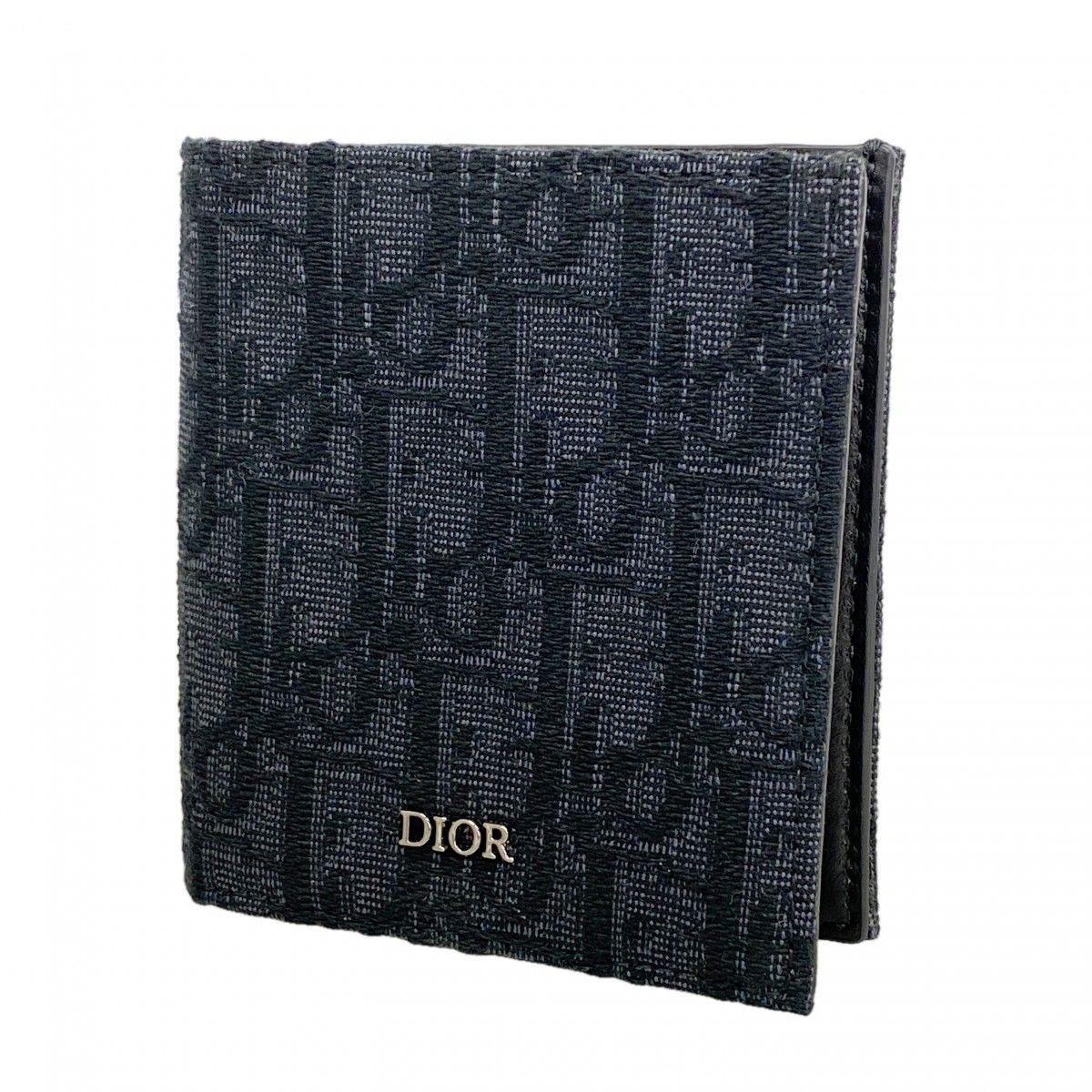 Dior Bill Purse Oblique Canvas Black Silver Wallet