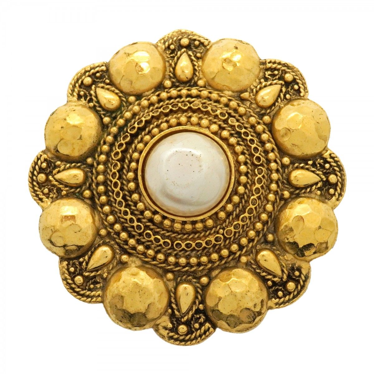 Chanel Brooch Vintage Gold Plated Faux Pearl