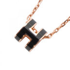 Hermes Necklace Mini Pop Gold Plated Black Pink