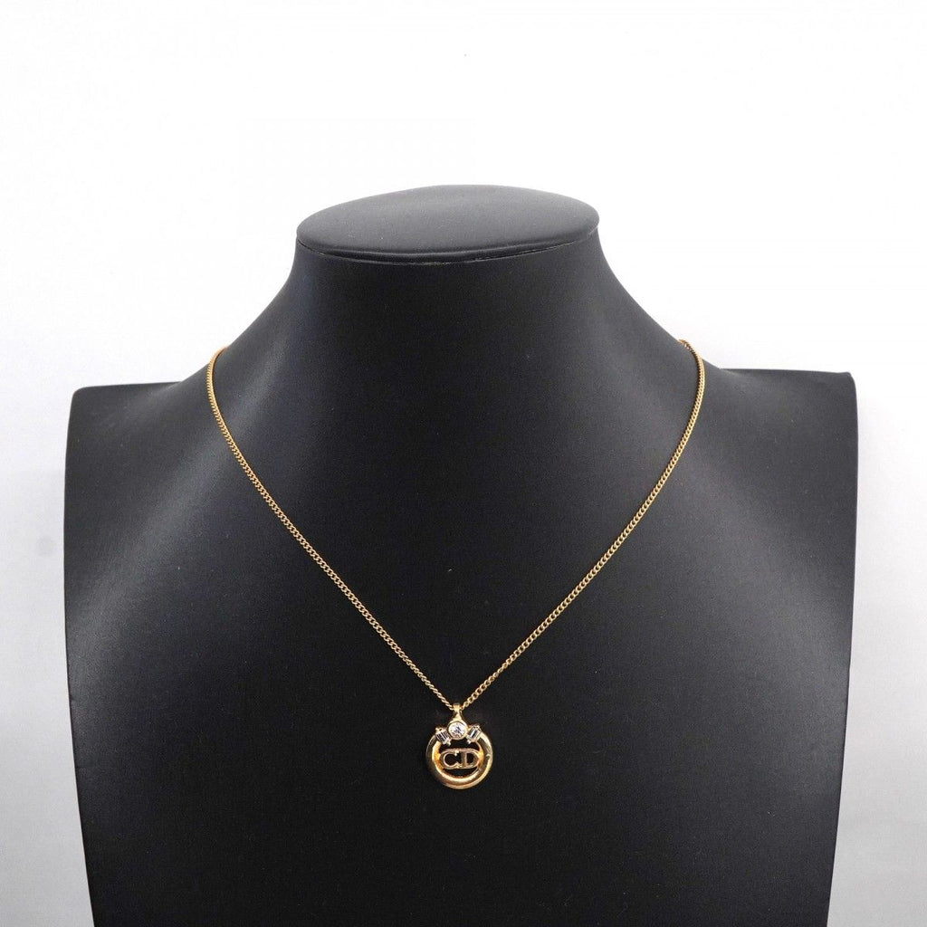 Dior Necklace CD Logo Gold Plated Rhinestone — view 6