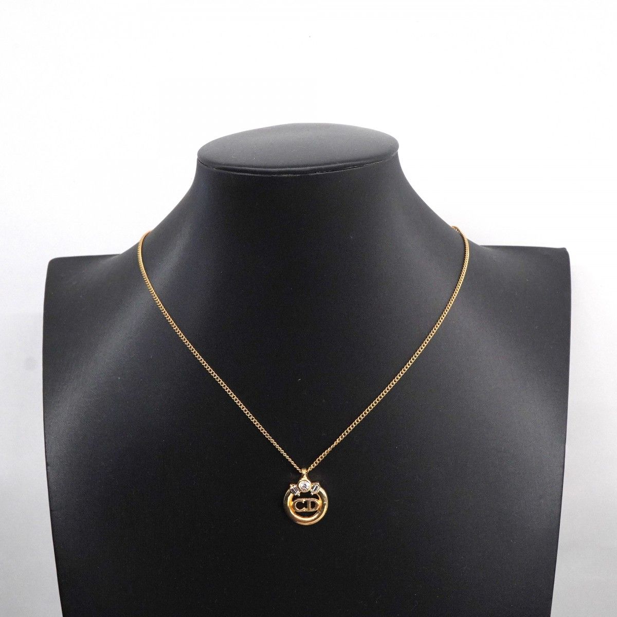 Dior Necklace CD Logo Gold Plated Rhinestone — view 6