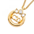 Dior Necklace CD Logo Gold Plated Rhinestone