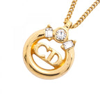 Dior Necklace CD Logo Gold Plated Rhinestone