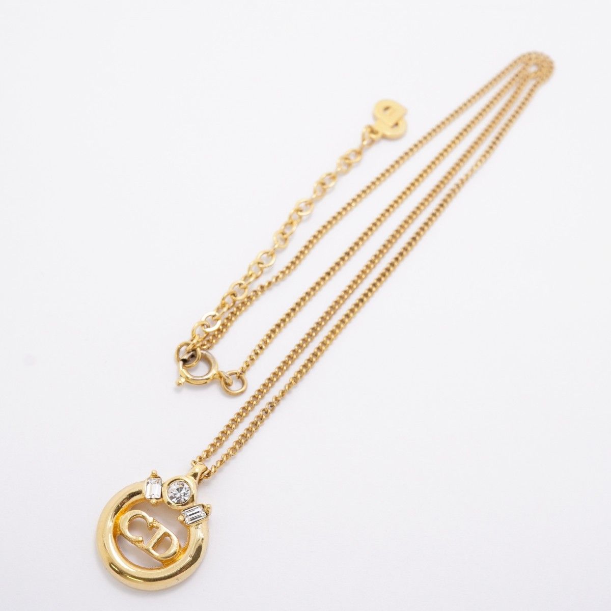 Dior Necklace CD Logo Gold Plated Rhinestone — view 3