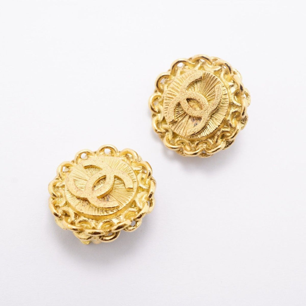 Chanel Earrings Vintage CC Logo Gold Plated — view 2