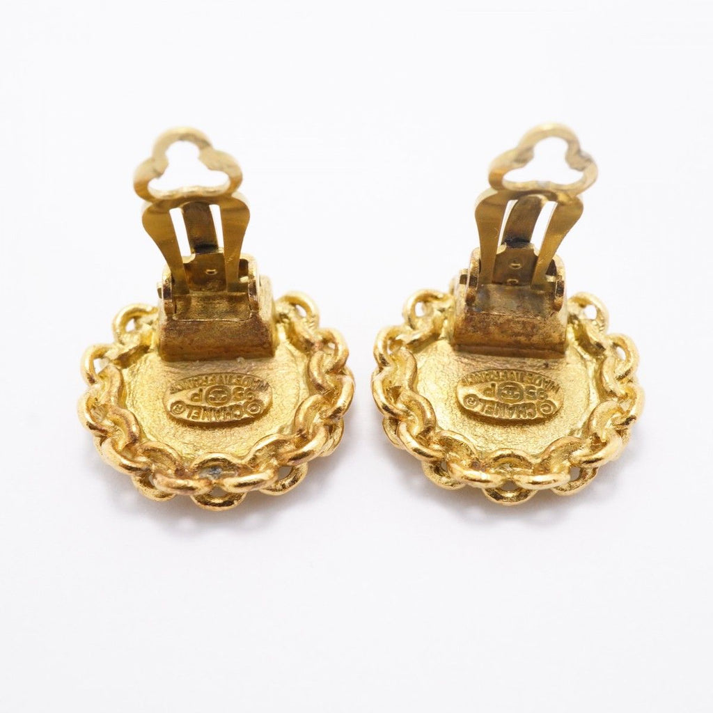 Chanel Earrings Vintage CC Logo Gold Plated — view 8