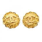 Chanel Earrings Vintage CC Logo Gold Plated