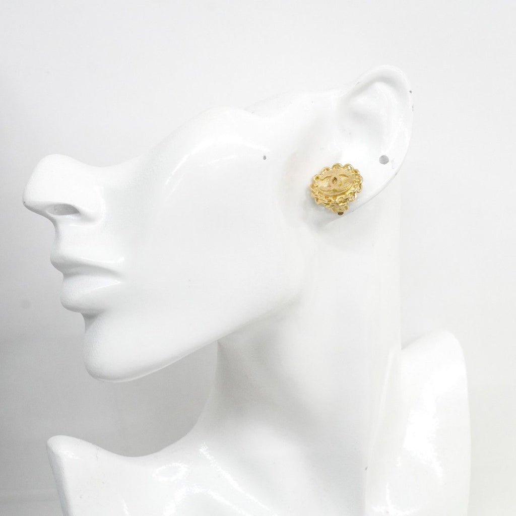Chanel Earrings Vintage CC Logo Gold Plated — view 5