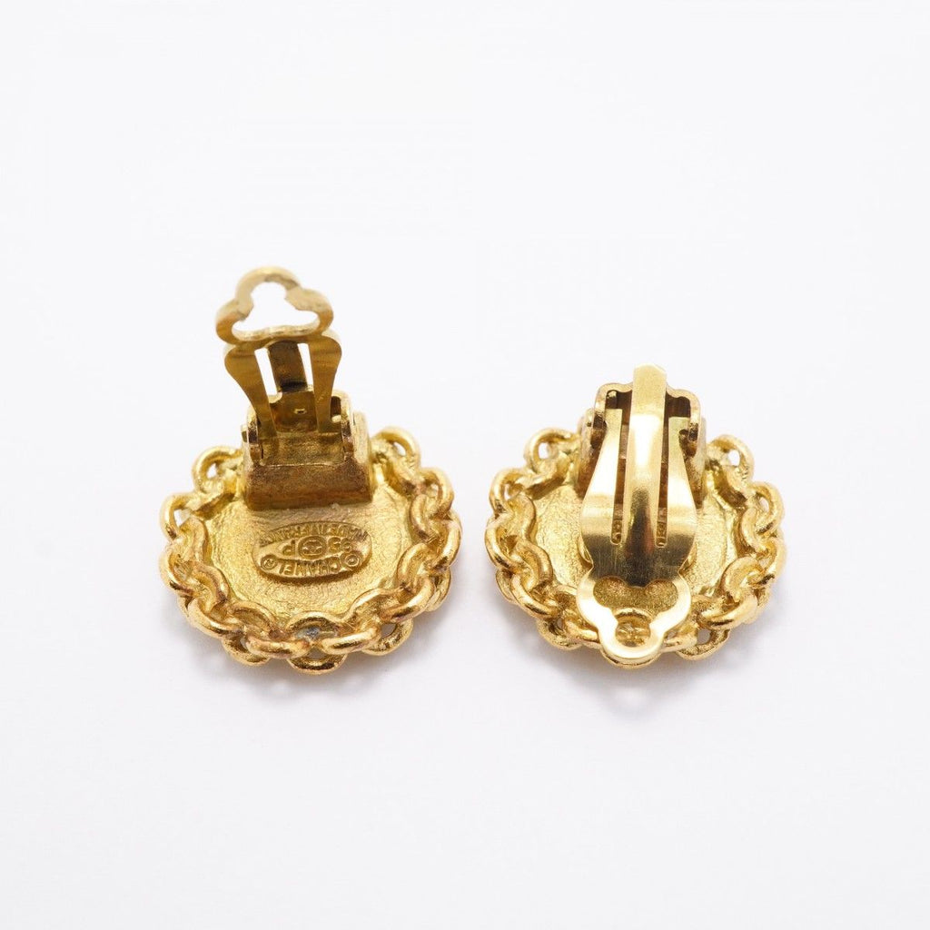 Chanel Earrings Vintage CC Logo Gold Plated — view 3