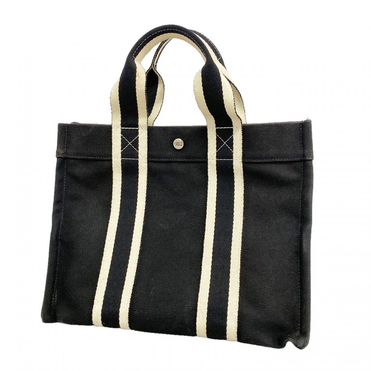 Hermes Tote Bora PM Canvas Black Silver