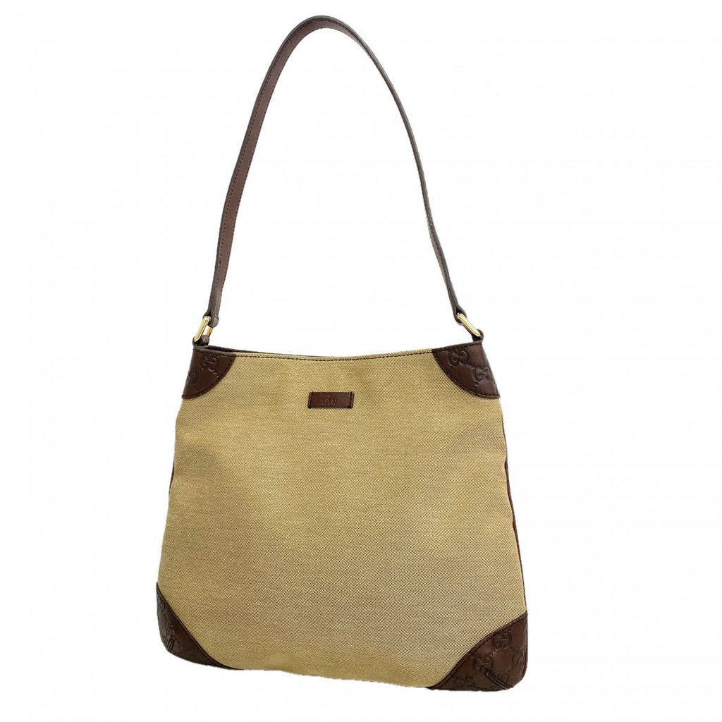 Gucci Shoulder Bag Guccissima Canvas Brown Champagne Gold