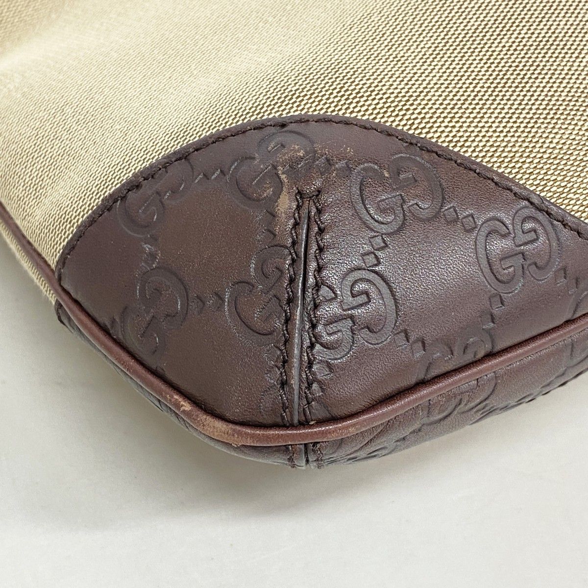 Gucci Shoulder Bag Guccissima Canvas Brown Champagne Gold — view 6