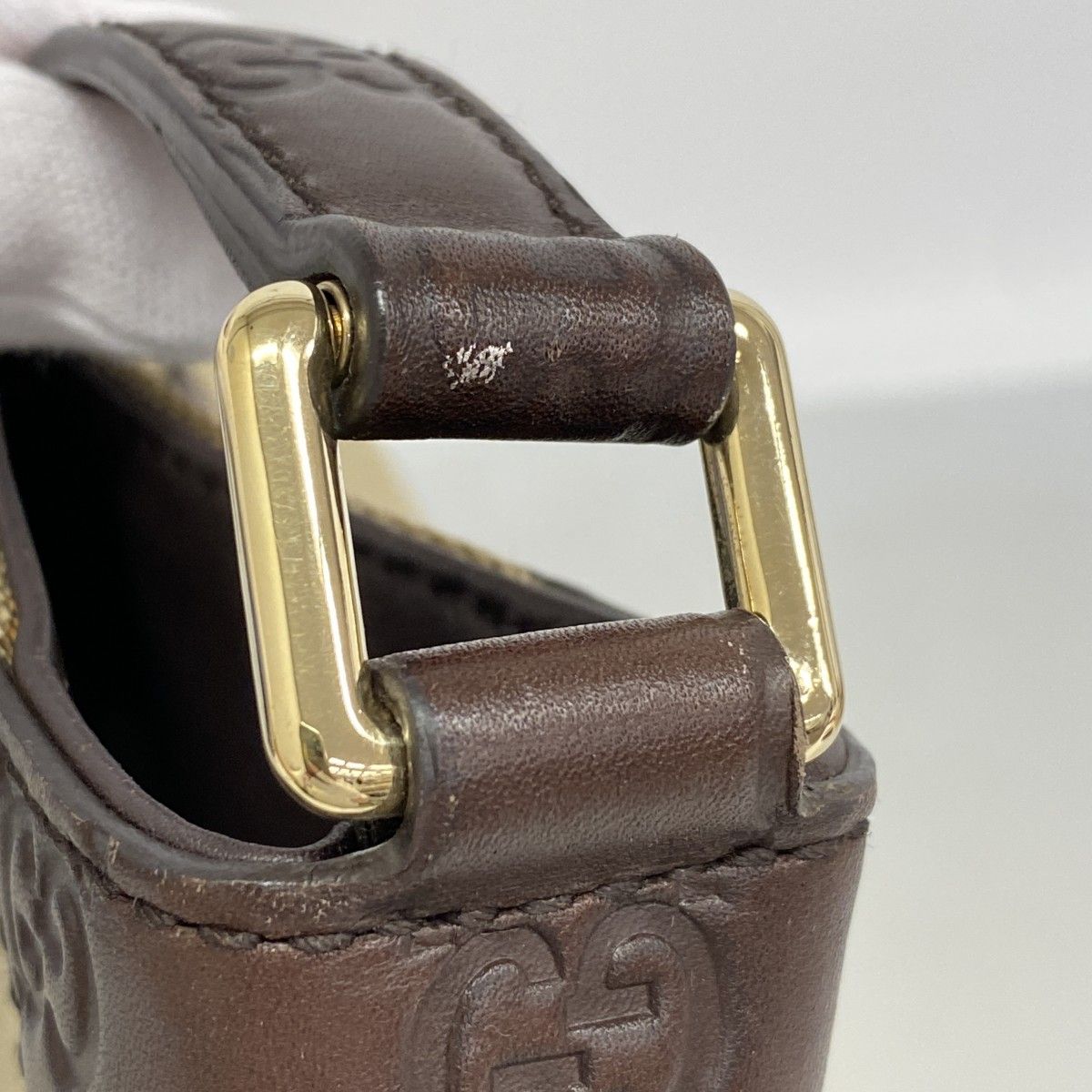 Gucci Shoulder Bag Guccissima Canvas Brown Champagne Gold — view 7